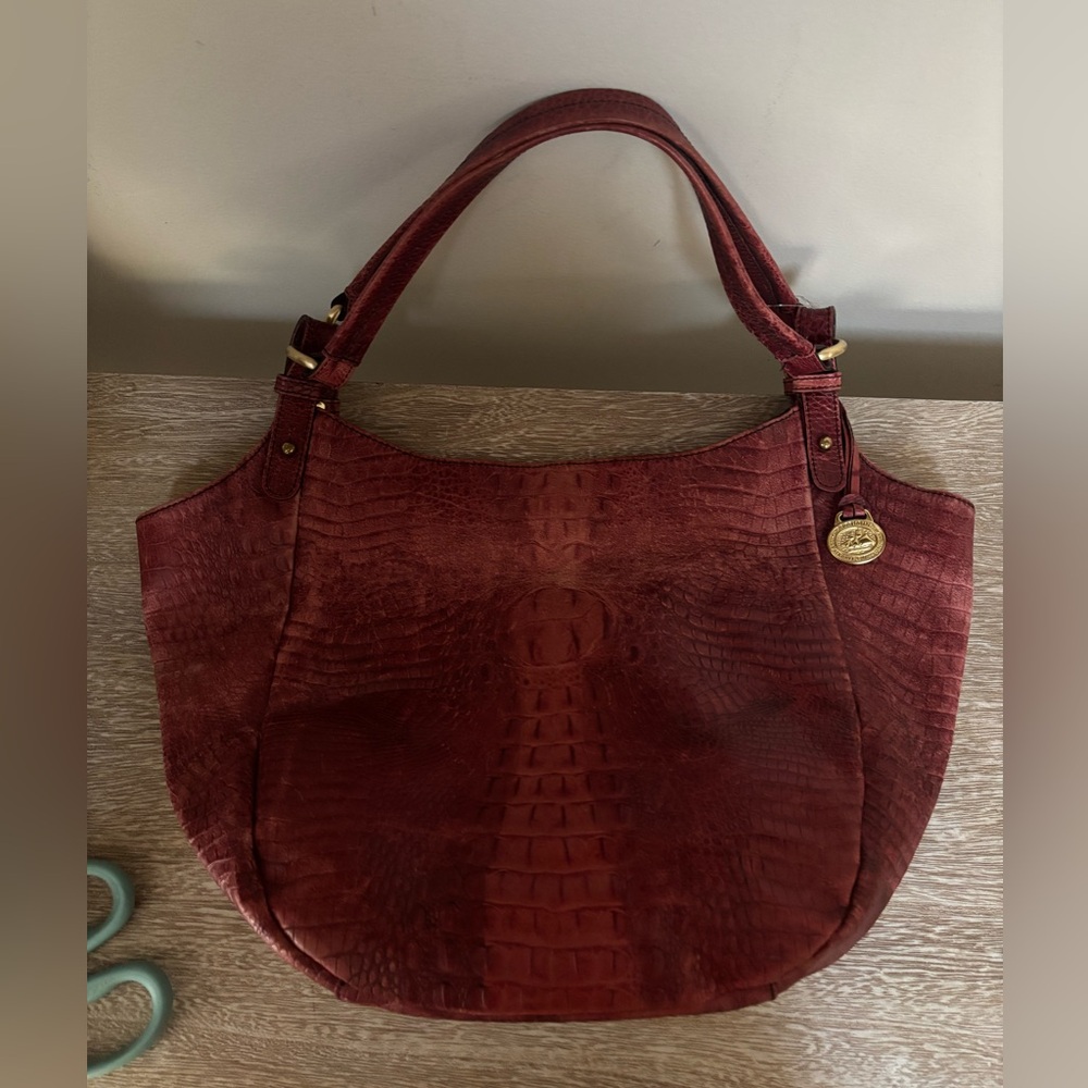 Vintage Brahmin Elegant Red Crocodile-Embossed Women's Bag